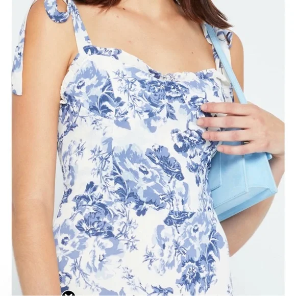 O.P.T. Toile De Jouy Floral Blue and White Women's Dress NWT - Picture 2 of 5